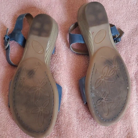 BOC Born Concept Karlyn C15204 Blue Leather Flower Sandal Buckle Women 9 / 40.5 - Picture 5 of 8